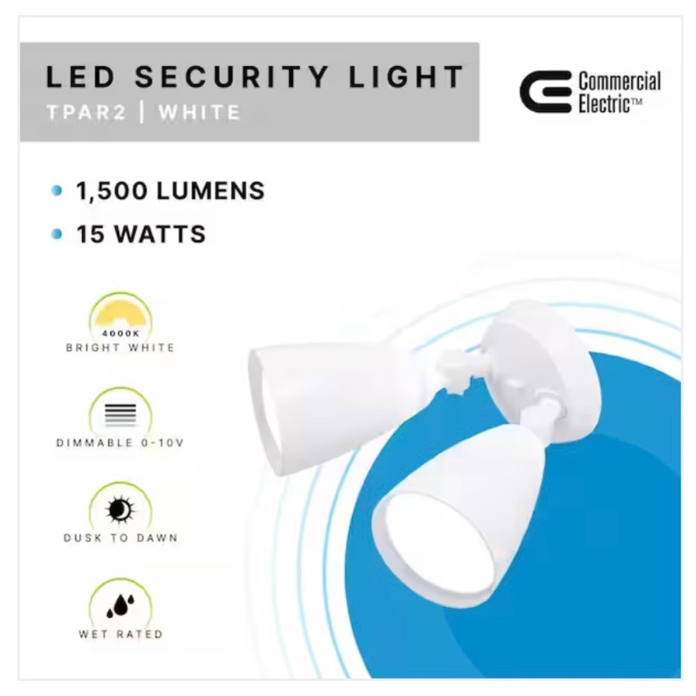 Twin-Head Directional White Outdoor Integrated LED Flood Light Outdoor Security